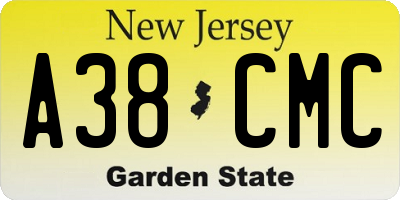 NJ license plate A38CMC