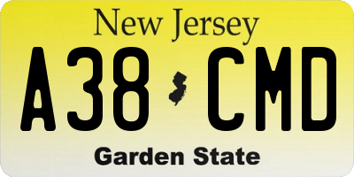 NJ license plate A38CMD