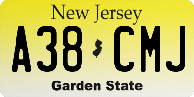 NJ license plate A38CMJ