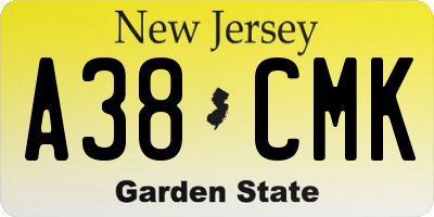 NJ license plate A38CMK
