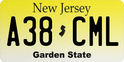 NJ license plate A38CML