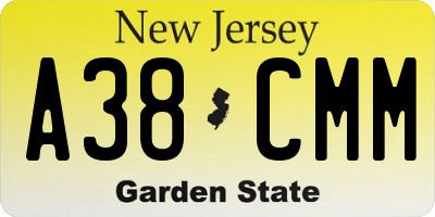 NJ license plate A38CMM