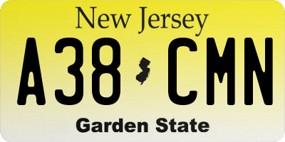 NJ license plate A38CMN