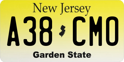 NJ license plate A38CMO