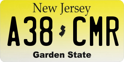 NJ license plate A38CMR
