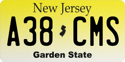 NJ license plate A38CMS