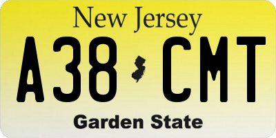 NJ license plate A38CMT