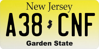 NJ license plate A38CNF