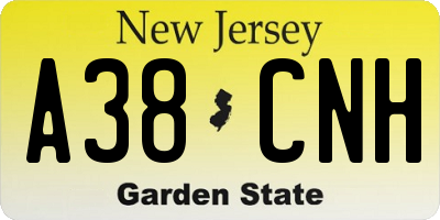NJ license plate A38CNH