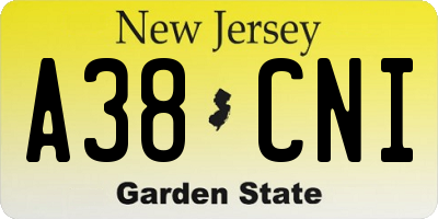 NJ license plate A38CNI