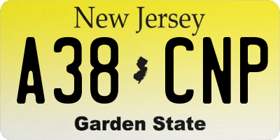 NJ license plate A38CNP