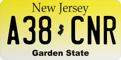 NJ license plate A38CNR