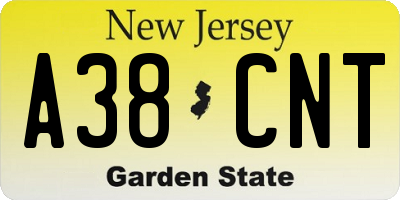 NJ license plate A38CNT