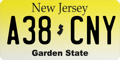 NJ license plate A38CNY
