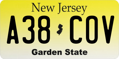 NJ license plate A38COV