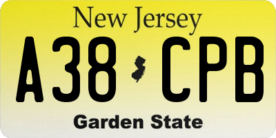 NJ license plate A38CPB