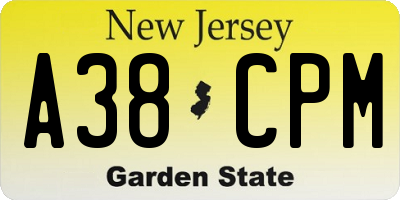 NJ license plate A38CPM