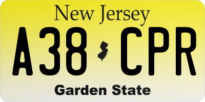NJ license plate A38CPR