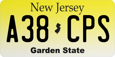 NJ license plate A38CPS