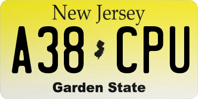 NJ license plate A38CPU