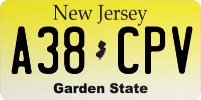 NJ license plate A38CPV
