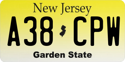 NJ license plate A38CPW
