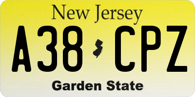 NJ license plate A38CPZ