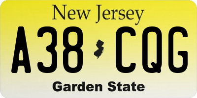 NJ license plate A38CQG