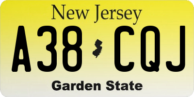 NJ license plate A38CQJ