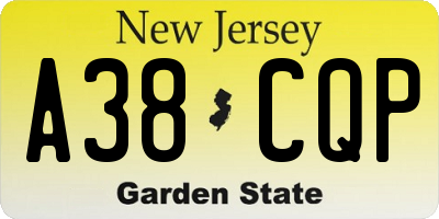 NJ license plate A38CQP