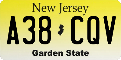 NJ license plate A38CQV