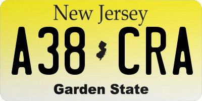 NJ license plate A38CRA
