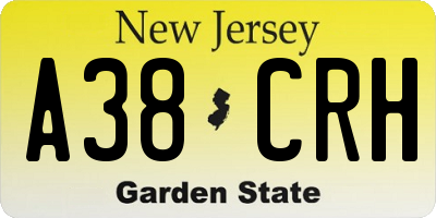 NJ license plate A38CRH