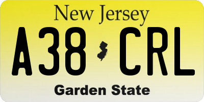 NJ license plate A38CRL