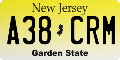 NJ license plate A38CRM