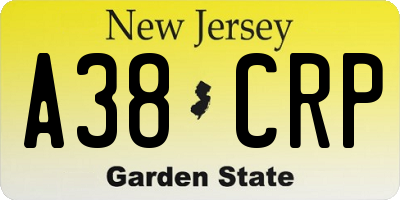 NJ license plate A38CRP