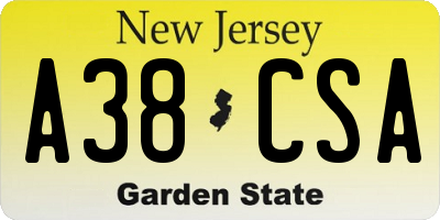 NJ license plate A38CSA