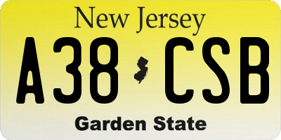 NJ license plate A38CSB
