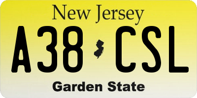 NJ license plate A38CSL