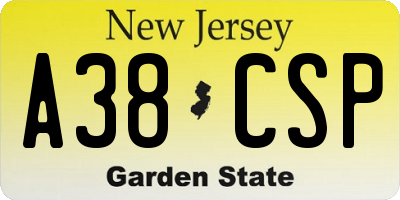 NJ license plate A38CSP