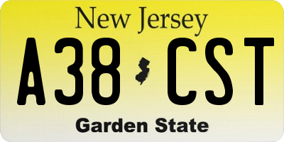 NJ license plate A38CST