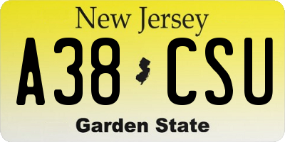 NJ license plate A38CSU