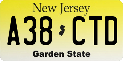 NJ license plate A38CTD