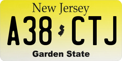 NJ license plate A38CTJ