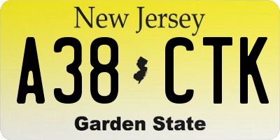 NJ license plate A38CTK
