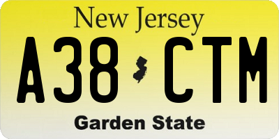 NJ license plate A38CTM