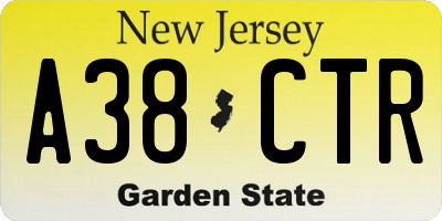 NJ license plate A38CTR