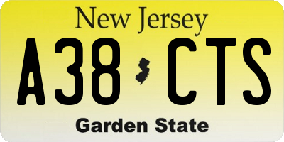 NJ license plate A38CTS