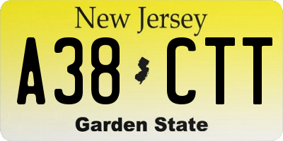 NJ license plate A38CTT