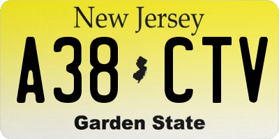 NJ license plate A38CTV